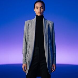 Wilfred Size L Gray Open-Front Women's Draped Cardigan Jacket